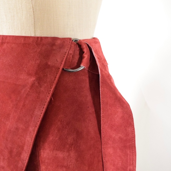 ❌SOLD❌NWT ASOS Red Suede Leather Midi Pencil Skirt - Picture 2 of 7